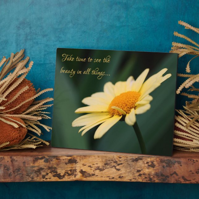 Plaque Photo Prenez Le Temps D'Apprécier Daisy Citation Inspira (Côté)