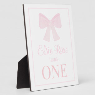 Plaque Photo Preppy Pink Bow Grandmillennial Premier anniversai