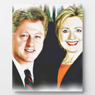 Plaque Photo Président Bill Clinton et Présidente Hillary Clint