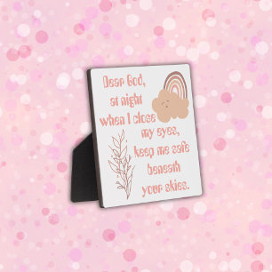 Plaque Photo Prière chrétienne pour enfants rose