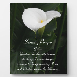 Plaque Photo Prière de sérénité Calla Lily Floral