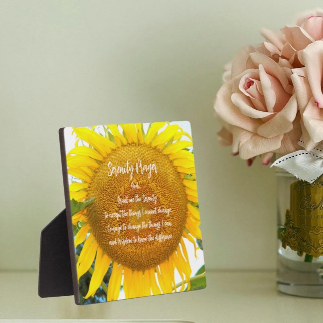 Plaque Photo Prière de sérénité Fleur de tournesol jaune Floral (In Situ)