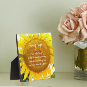 Plaque Photo Prière de sérénité inspirante Tournesol jaune