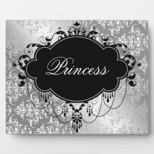 Plaque Photo Princesse damassée noir argent