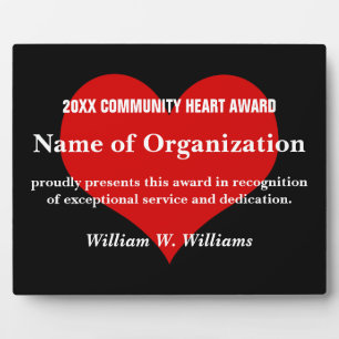 Plaque Photo Prix communautaire des bénévoles du coeur