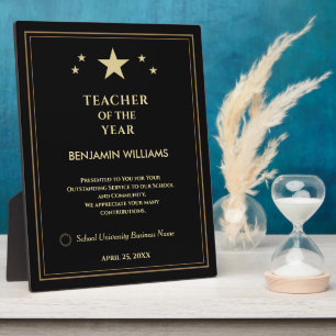 Plaque Photo Professeur de l'année Gold Stars Logo Personnalise