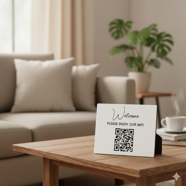 Plaque Photo Profitez De Notre Wifi | WIFI Welcome QR Code (Créateur téléchargé)