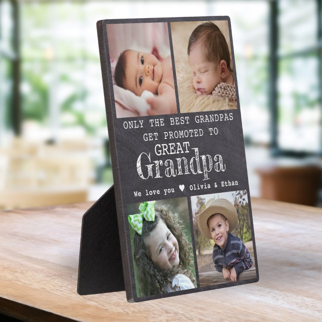Plaque Photo Promu À Grand-Père 4 Photo Chalkboard (Créateur téléchargé)