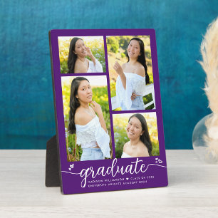 Plaque Photo Purple 4 Photo Graduation Moderne Calligraphie Coe
