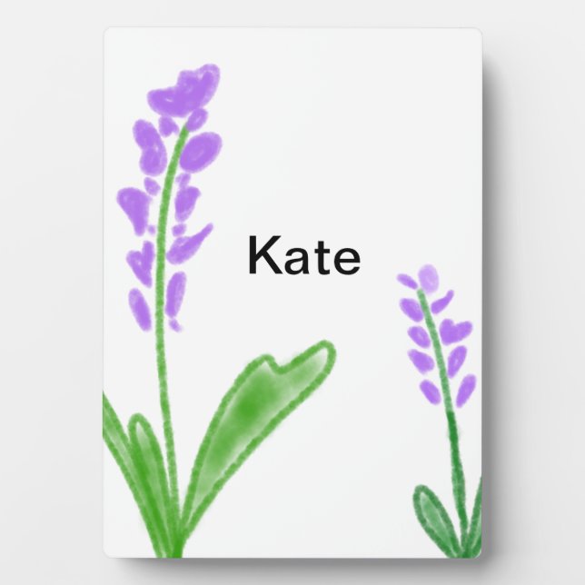 Plaque Photo Purple lavande florale aquarelle ajouter nom cu (Devant)
