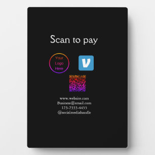 Plaque Photo Q R code venmo scanner pour payer ajouter le logo 
