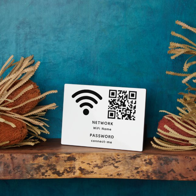 Plaque Photo QR Code Wifi Mot de passe et réseau personnalisé (Côté)