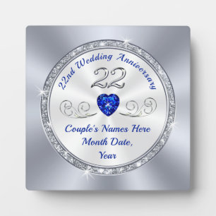 Plaque Photo Quel est le cadeau du 22e anniversaire du Mariage?