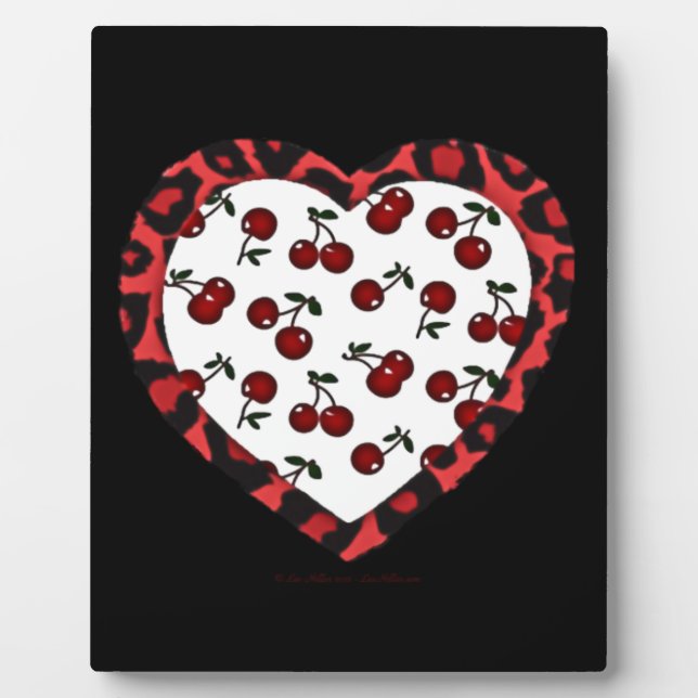 Plaque Photo RAB Rockabilly Cherries Coeur Empreinte de léopard (Devant)