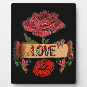 Plaque Photo RAB Rockabilly Saint-Valentin Roses, Amour & Rouge