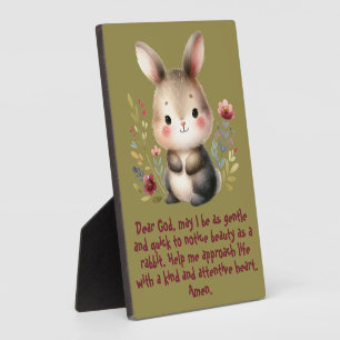 Plaque Photo Rabbit Woodland Enfants Prière chrétienne sur vert