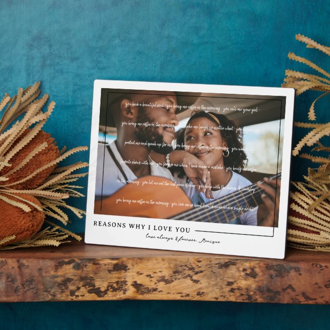 Plaque Photo Raisons pour lesquelles je t'aime | Photo personna (Côté)
