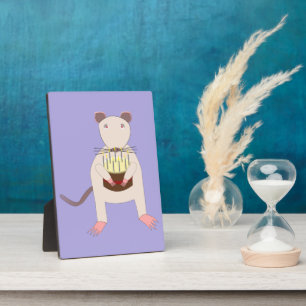 Plaque Photo Rat de Siamese avec gâteau d'anniversaire