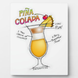 PLAQUE PHOTO RECETTE DE PINA COLADA COCKTAIL ART