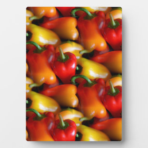 Plaque Photo Red and Yellow Peppers