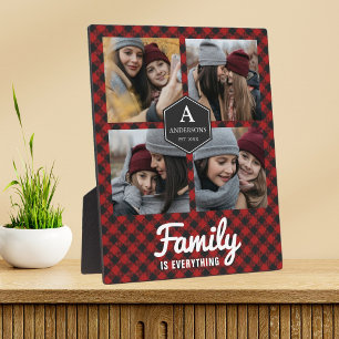Plaque Photo Red Buffalo Plaid Lumberjack Family Photo Collage
