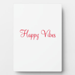 Plaque Photo Red happy vibes vacances simple minimum calligraph
