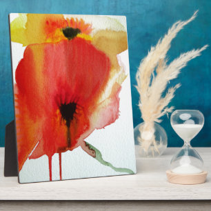 Plaque Photo Red Poppies aquarelle art floral moderne