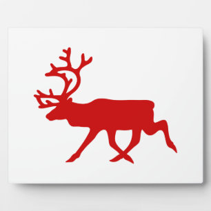 Plaque Photo Red Reindeer / Caribou Silhouette