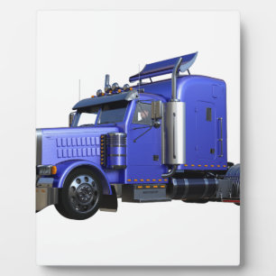 Plaque Photo Remorque semi-tracteur en métal bleu
