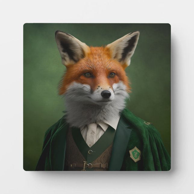 Plaque Photo Renard rouge dans un costume vert St. Patrick's Da (Devant)