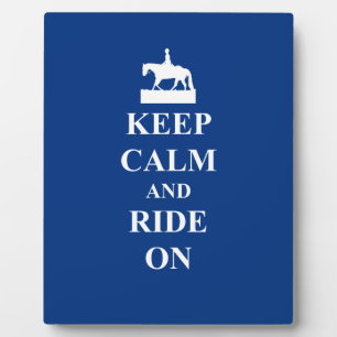 Plaque Photo Restez calme et montez sur (bleu)