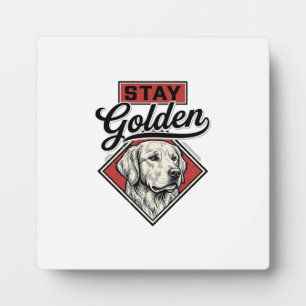 Plaque Photo Restez Retriever doré Chien Vintage Vector Design_