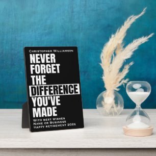Plaque Photo Retirement Typographic Never Forget Quote