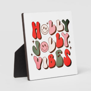 Plaque Photo Retro Noël Holly Jolly Vibes Vacances tendance
