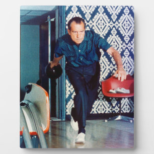 Plaque Photo Richard Nixon Bowling