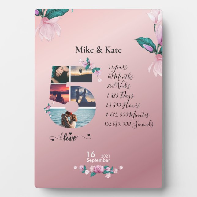 Plaque Photo Romantic Married Couple Anniversaire Photo collage (Devant)