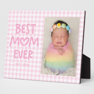 Plaque Photo Rose à carreaux fantaisiste Meilleure Maman Ever