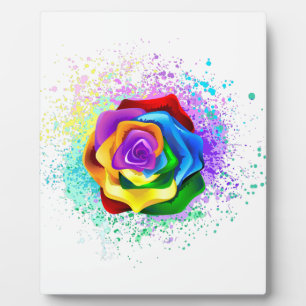 Plaque Photo Rose arc-en-ciel colorée