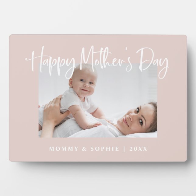 Plaque Photo Rose pâle | Script Happy Mother's Day Photo (Devant)