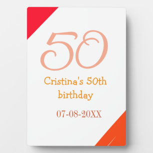 Plaque Photo Rouge orange 50 anniversaire anniversaire ajouter