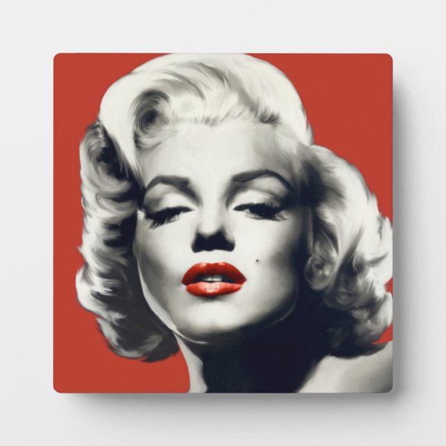 Plaque Photo Rouge sur les lèvres rouges Marilyn (Devant)