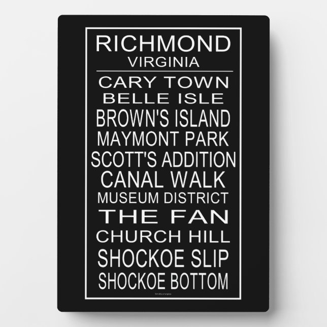 Plaque Photo Rouleau d'autobus de Richmond Virginia (Devant)