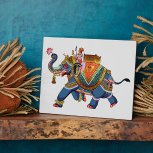 Plaque Photo Royal Elephant's Journey : Indian Folkloric Design