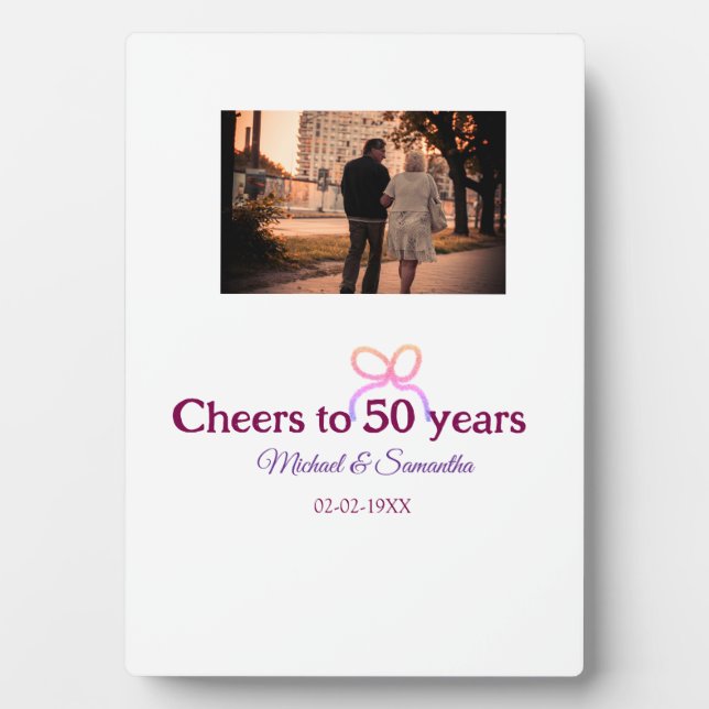 Plaque Photo Ruban rose pour 50 ans de mariage  (Devant)