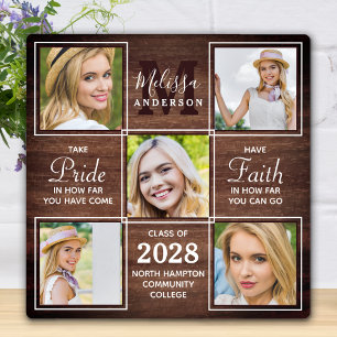 Plaque Photo Rustic 5 Photo Collage de graduation personnalisée