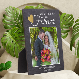 Plaque Photo Rustic Couple Mariage Photo Gold Heart Chalkboard