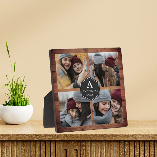 Plaque Photo Rustic Grange Wood 4 Photos Famille Photo Collage (Créateur téléchargé)