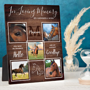 Plaque Photo Rustic Horse Memorial Personalized Pet Loss Photo