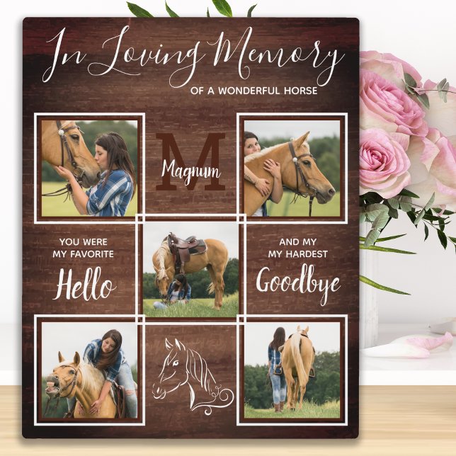 Plaque Photo Rustic Pet Horse Personnalisé Photo Memorial (Créateur téléchargé)