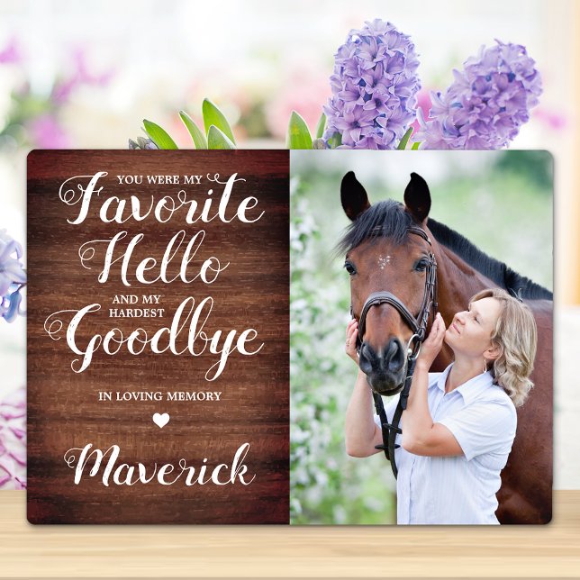 Plaque Photo Rustic Pet Loss Personnalisé Cheval Photo Mémorial (Créateur téléchargé)